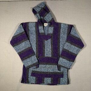 S Focus Chunky Mexican Southwest Poncho Hippie Festival Hoodie Drug Rug Size L